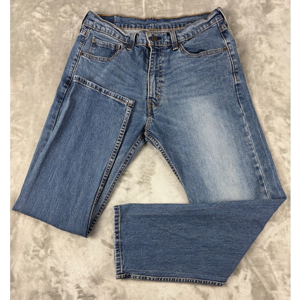 Levis 505 Regular Fit Straight Leg Jeans Mens 33x30 Medium Wash Blue Denim